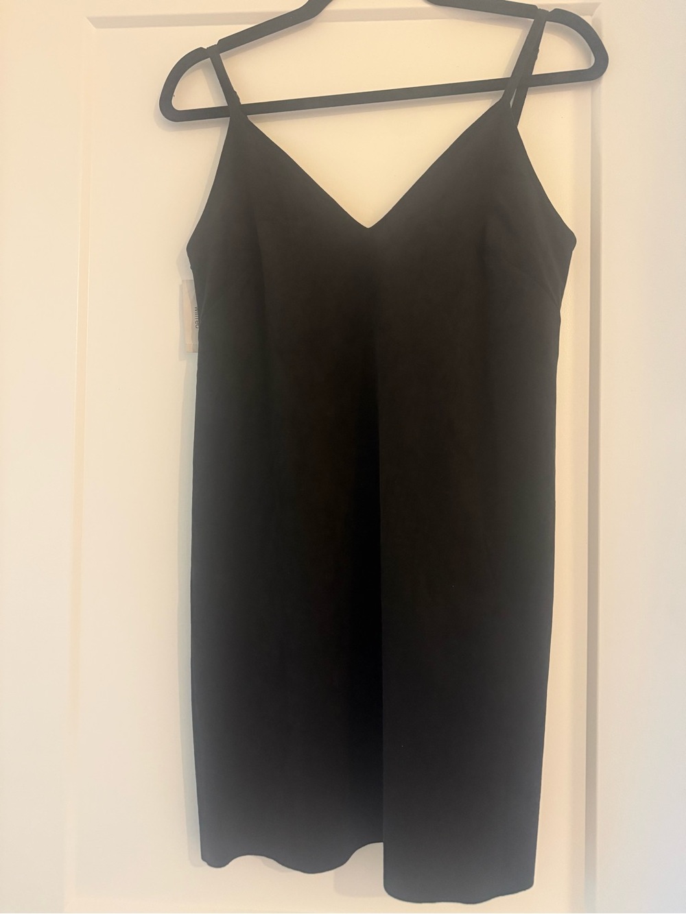 Black Suede Slip Dress with V-Neck
